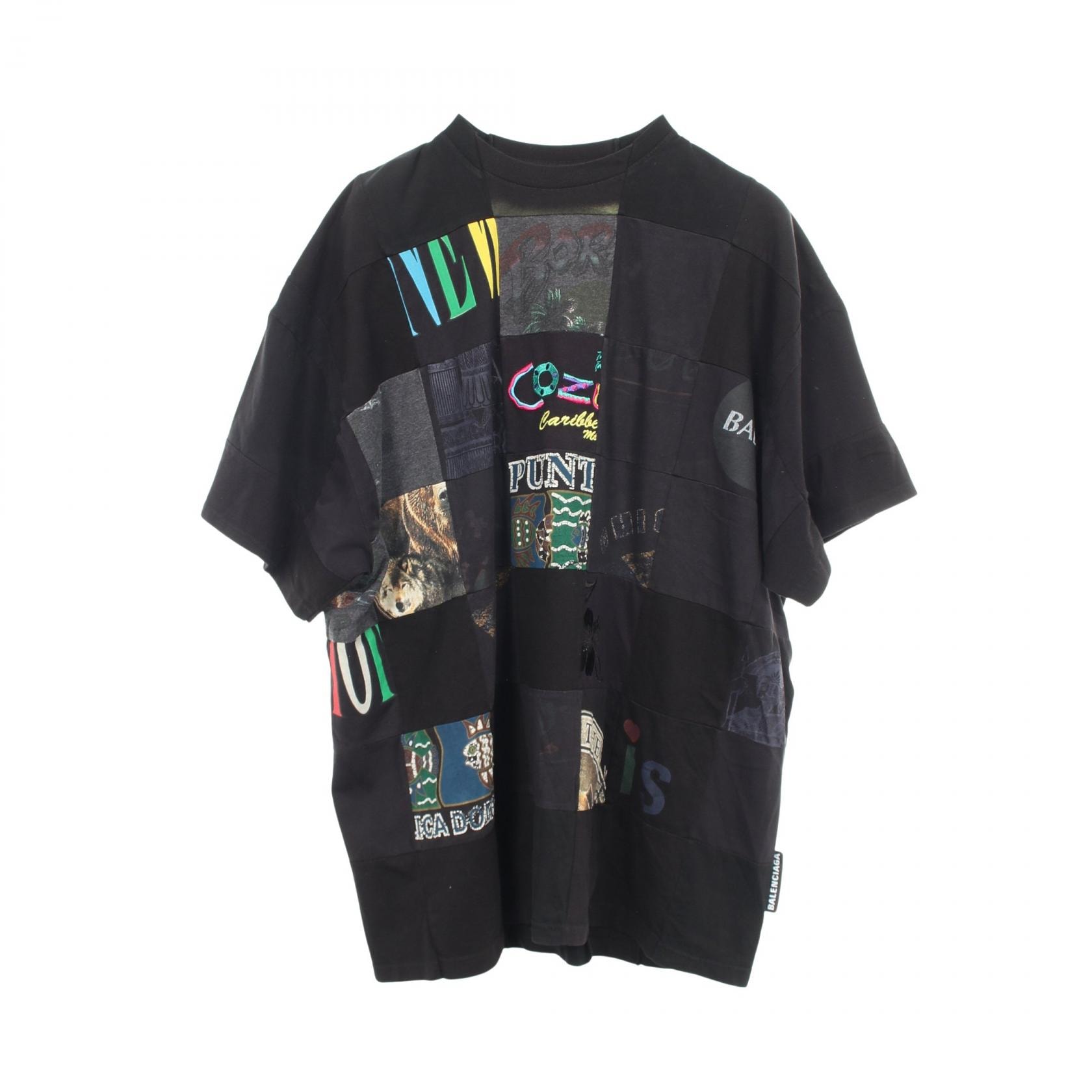 バレンシアガ BALENCIAGA LIMITED EDITION 276着限定 オーバーサイズ 再構築 半袖Tシャツ 衣料品 トップス コットン メンズ ブラック系 / マルチカラー 704069 【中古】