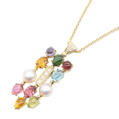 ブルガリ BVLGARI アレグラ マルチカラー ダイヤ ネックレス ネックレス ジュエリー K18(イエローゴールド) ダイヤモンド マルチストーン レディース ゴールド系 / クリア系 / マルチカラー 【中古】