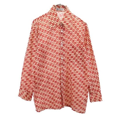 LANVIN ランバン 総柄 長袖 シャツ 4 レッド系