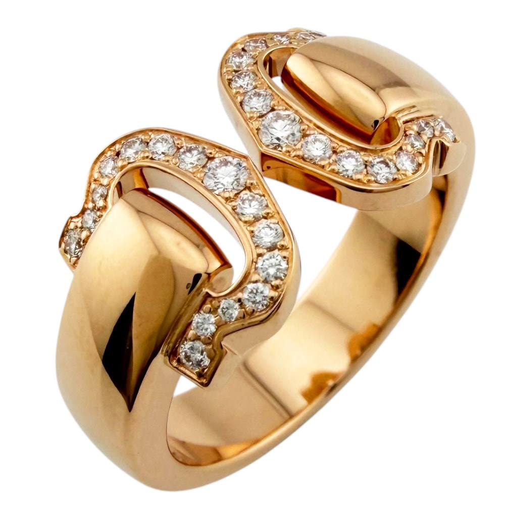 カルティエ 2C ブークルセ リング 指輪 13.5号 18金 K18ピンクゴールド ダイヤモンド レディース CARTIER  中古