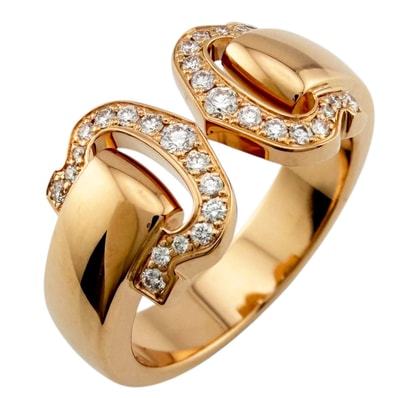カルティエ 2C ブークルセ リング 指輪 13.5号 18金 K18ピンクゴールド ダイヤモンド レディース CARTIER 中古