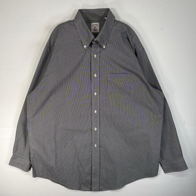 古着 ブルックスブラザーズ Brooks Brothers 長袖シャツ 胸ポケ 346 ボタンダウン XL ブラック系 チェック メンズ