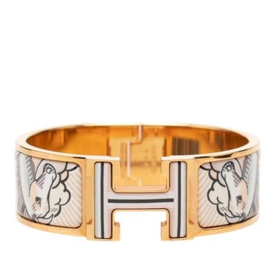 エルメス クリッククラックH PM ペガサス ブレスレット バングル ゴールド マルチカラー メッキ レディース HERMES 【中古】