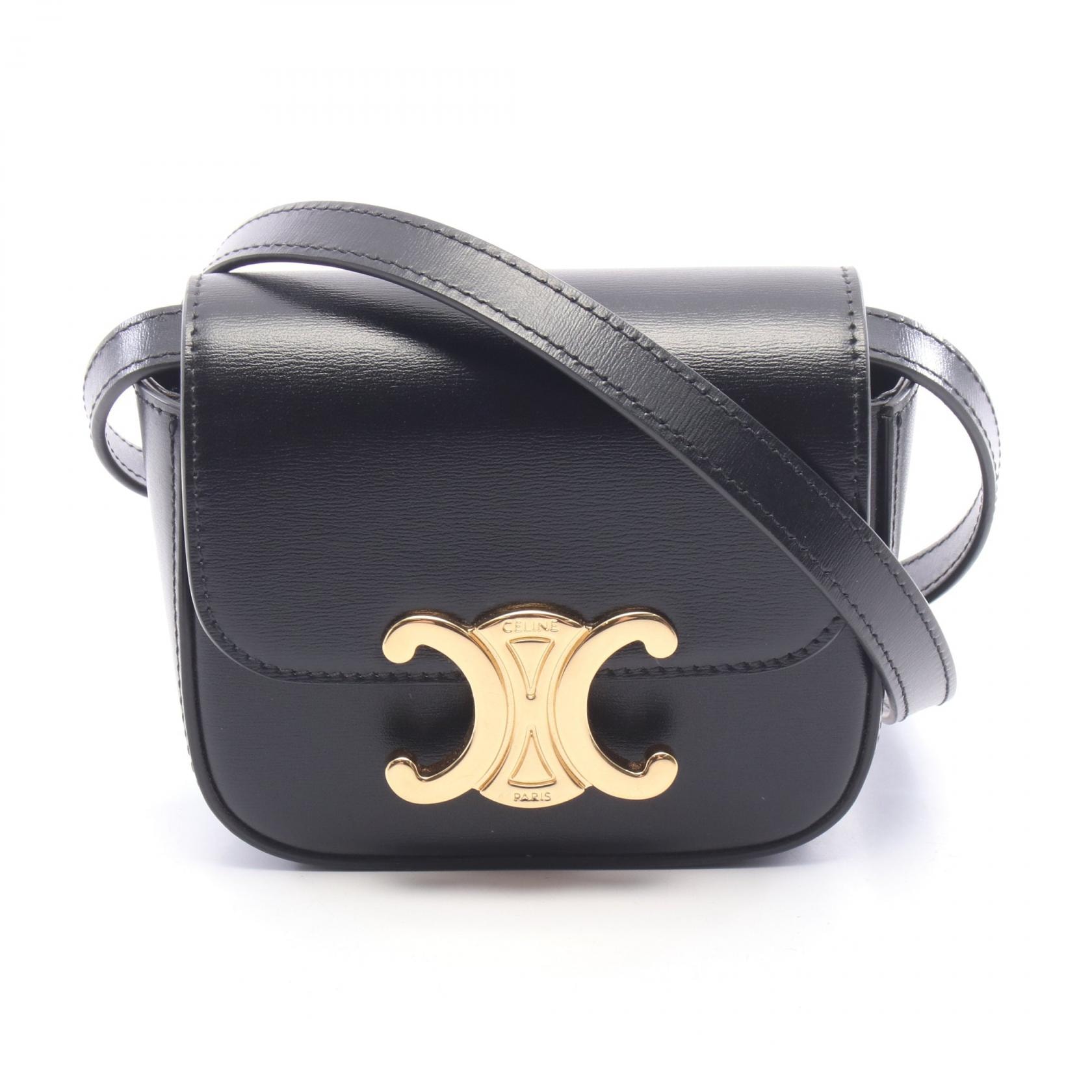 セリーヌ CELINE ミニクロード ショルダーバッグ バッグ レザー レディース ブラック系 101513DPV.38NO 【中古】