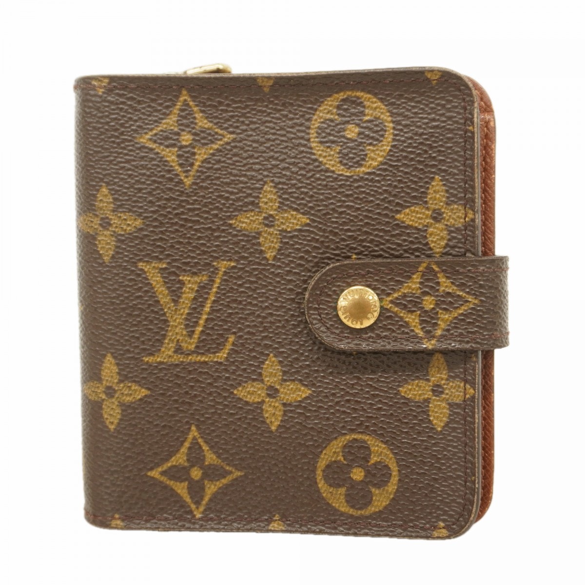 【6dc3749】ルイヴィトン 財布 モノグラム コンパクトジップ M61667 ブラウン【中古】レディース