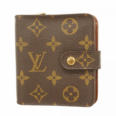 【6dc3749】ルイヴィトン 財布 モノグラム コンパクトジップ M61667 ブラウン【中古】レディース