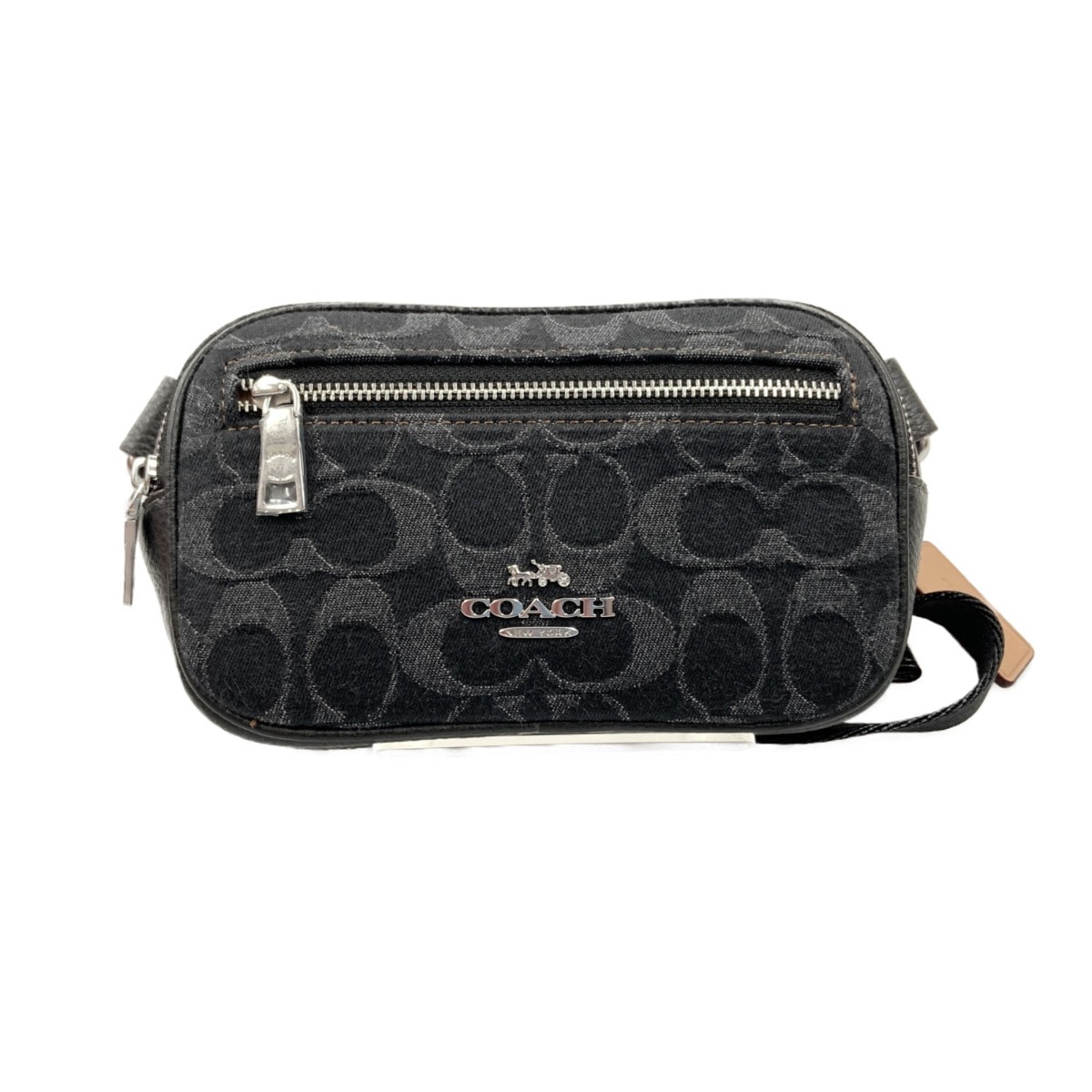〇〇COACH コーチ シグネチャー デニム ミニ ベルト バッグ ボディバッグ CQ186 ブラック