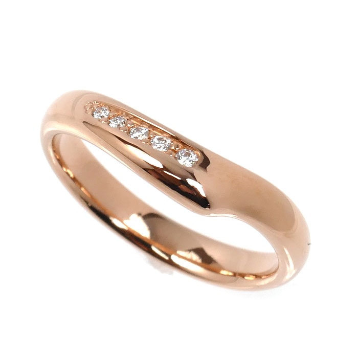 TIFFANY&Co. ティファニー K18PG ピンクゴールド オープンハートバンド ダイヤリング リング・指輪 ダイヤモンド 9号 3.0g レディース【中古】【美品】