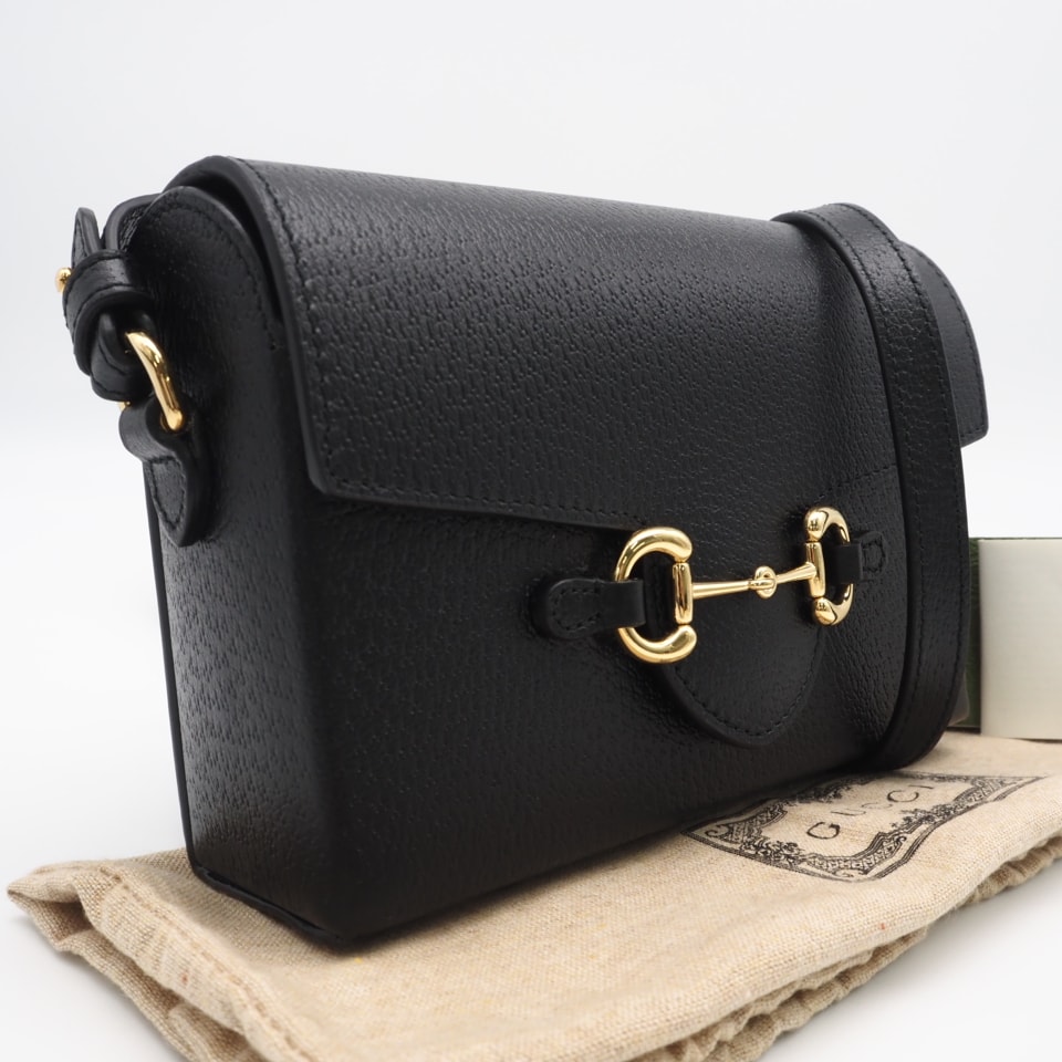 極美品 GUCCI グッチ レザー グッチ ホースビット 1955 732314 ショルダーバッグ ブラック レザー レディース