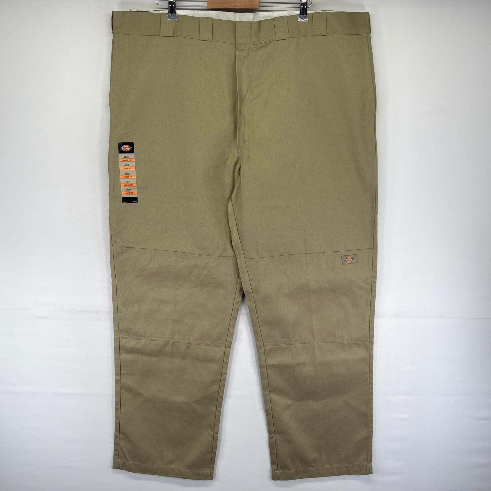 古着 デッドストック ディッキーズ Dickies パンツ ワークパンツ ワンポイントロゴ ダブルニー ジッパー W46 L34  ベージュ系 メンズ