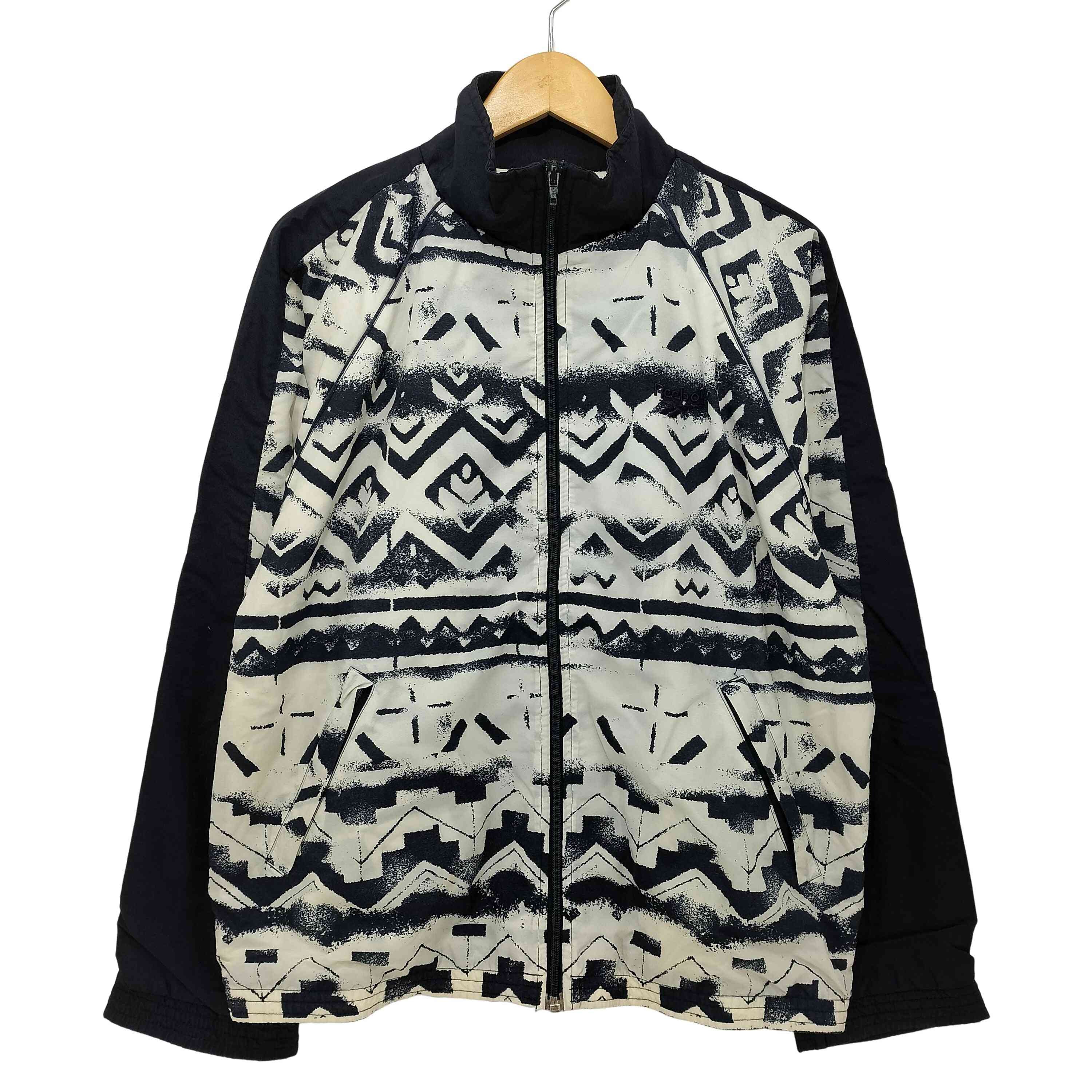 90-00S 刺繍タグ 総柄 ジップアップナイロンジャケット【1134901360716】