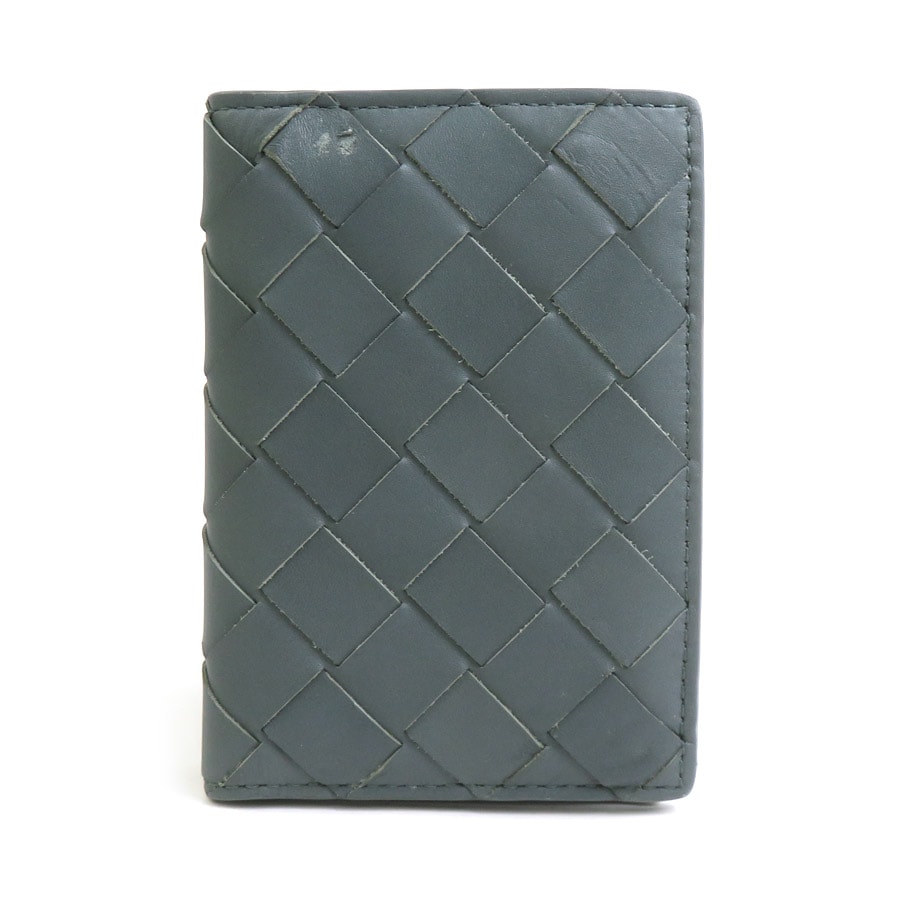 ボッテガヴェネタ BOTTEGAVENETA カードケース イントレチャート レザー グレー レディース【中古】 h32046k