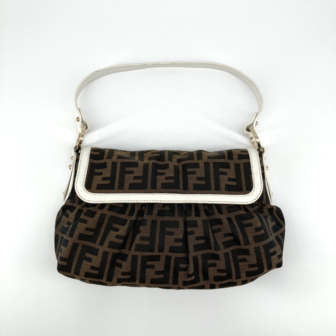 FENDI(フェンディ) マンマバケット FFズッカ柄 キャンバス×レザー ワンハンド 26325 ショルダーバッグ ブラウン