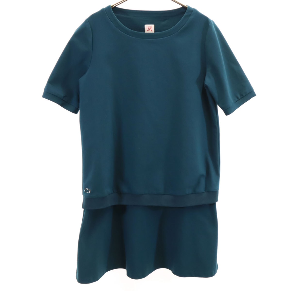 LACOSTE L!VE ラコステライブ 半袖 ワンピース M 青緑系