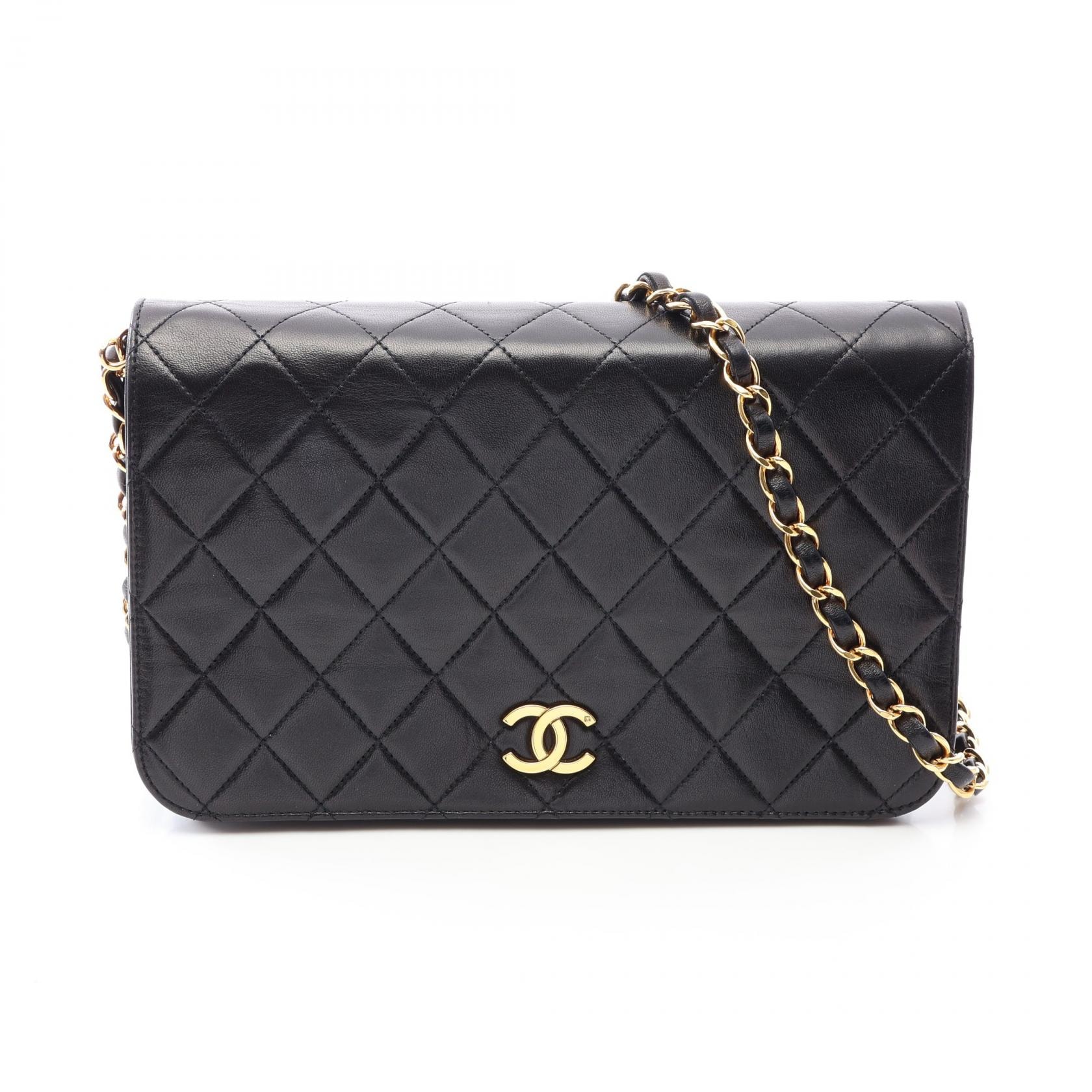 シャネル CHANEL マトラッセ フルフラップ ショルダーバッグ バッグ ラムスキン(羊革) レディース ブラック系 【中古】