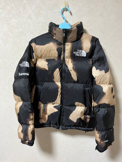 Supreme x The North Face Bleached Denim Print Nuptse Jacket "Black"