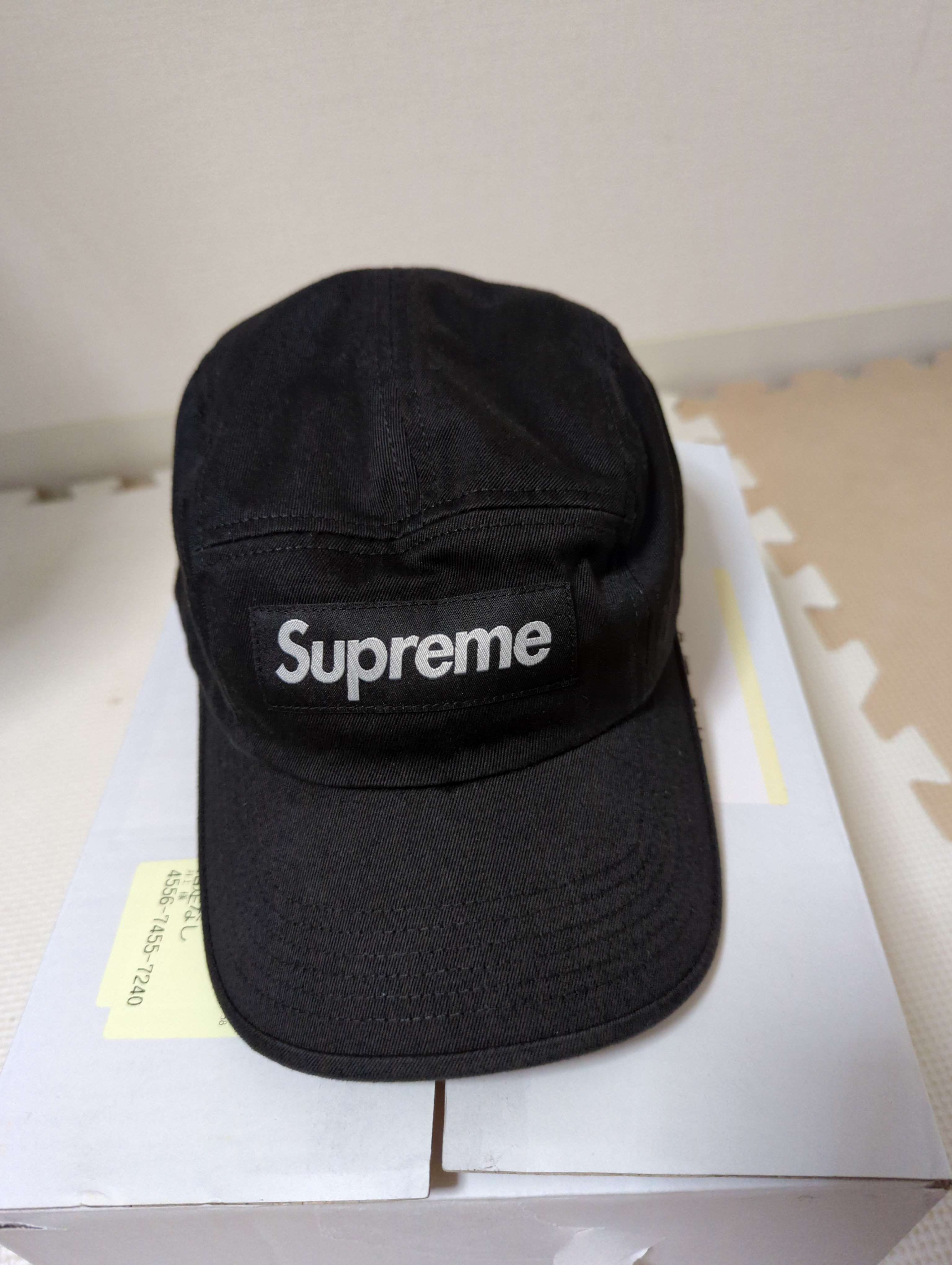 Supreme Washed Chino Twill Camp Cap "Black"(22SS)
