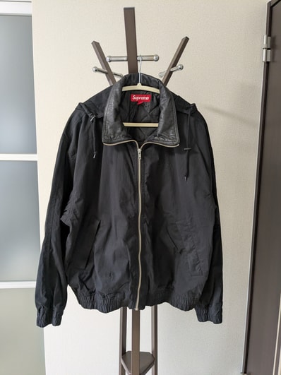 Supreme Leather Collar Utility Jacket "Black"