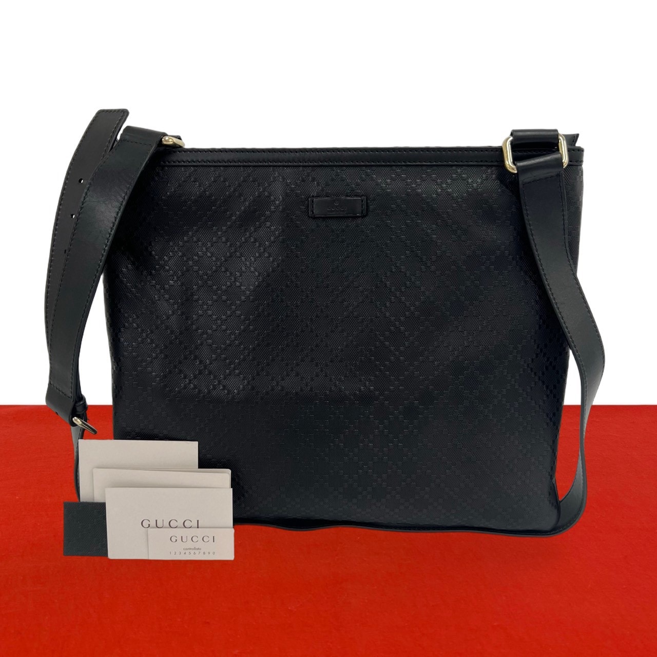 GUCCI グッチ ディアマンテ PVC レザー ショルダーバッグ ブラック
42639