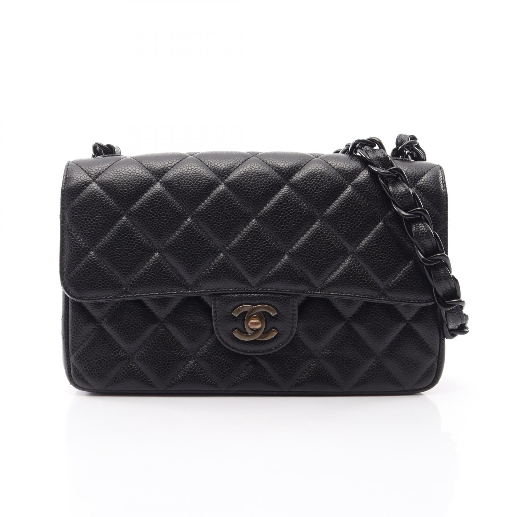 シャネル CHANEL マトラッセ シングルフラップ プラチェーン ショルダーバッグ バッグ キャビアスキン(グレインドカーフ) レディース ブラック系 【中古】