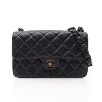 シャネル CHANEL マトラッセ シングルフラップ プラチェーン ショルダーバッグ バッグ キャビアスキン(グレインドカーフ) レディース ブラック系 【中古】