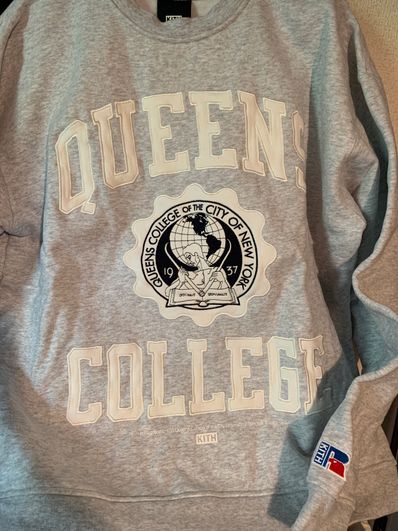 Kith x Russell Athletic x CUNY Queens College Crewneck "Light Heather Grey"