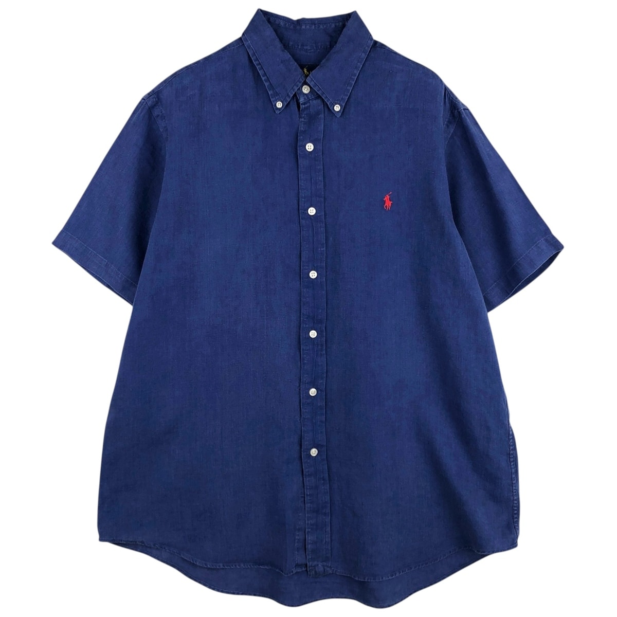 古着 ラルフローレン Ralph Lauren 半袖 リネン ボタンダウンシャツ メンズL相当/eaa614515