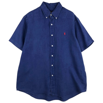古着 ラルフローレン Ralph Lauren 半袖 リネン ボタンダウンシャツ メンズL相当/eaa614515