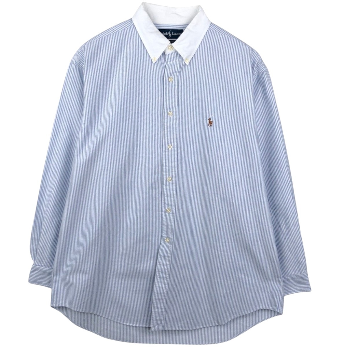 古着 ラルフローレン Ralph Lauren YARMOUTH 長袖 ボタンダウンストライプシャツ クレリックシャツ メンズXL相当/eaa662071