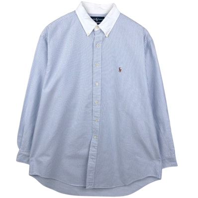 古着 ラルフローレン Ralph Lauren YARMOUTH 長袖 ボタンダウンストライプシャツ クレリックシャツ メンズXL相当/eaa662071