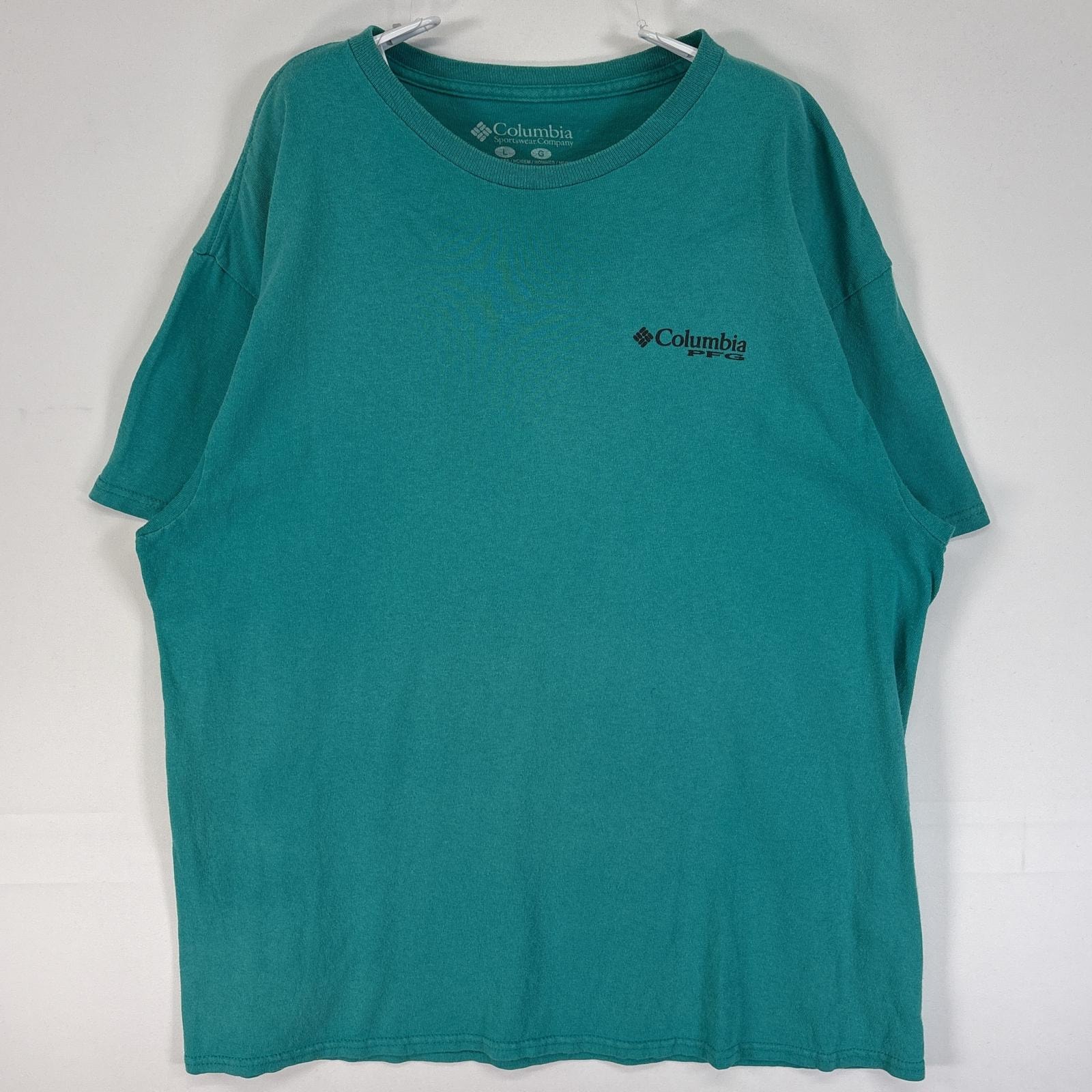 古着 コロンビア Columbia 半袖Tシャツ 両面 プリント PFG フィッシング L グリーン系 メンズ
