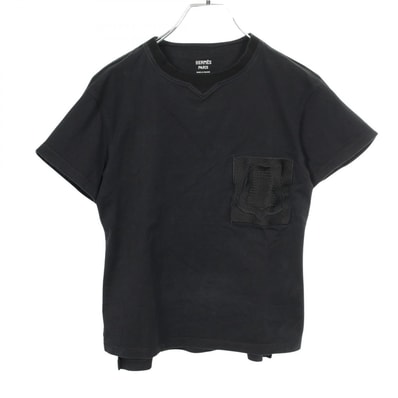エルメス HERMES エンブレム 半袖Tシャツ 衣料品 トップス コットン レディース ブラック系 【中古】