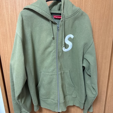 Supreme S Logo Zip Up Hooded Sweatshirt "Light Olive"