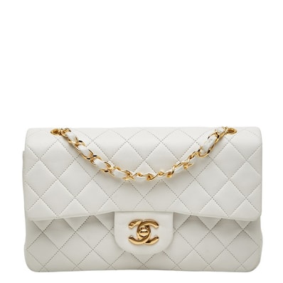 シャネル ココマーク マトラッセ23 ダブルフラップ チェーン ショルダーバッグ ホワイト ラムスキン レディース CHANEL 【中古】