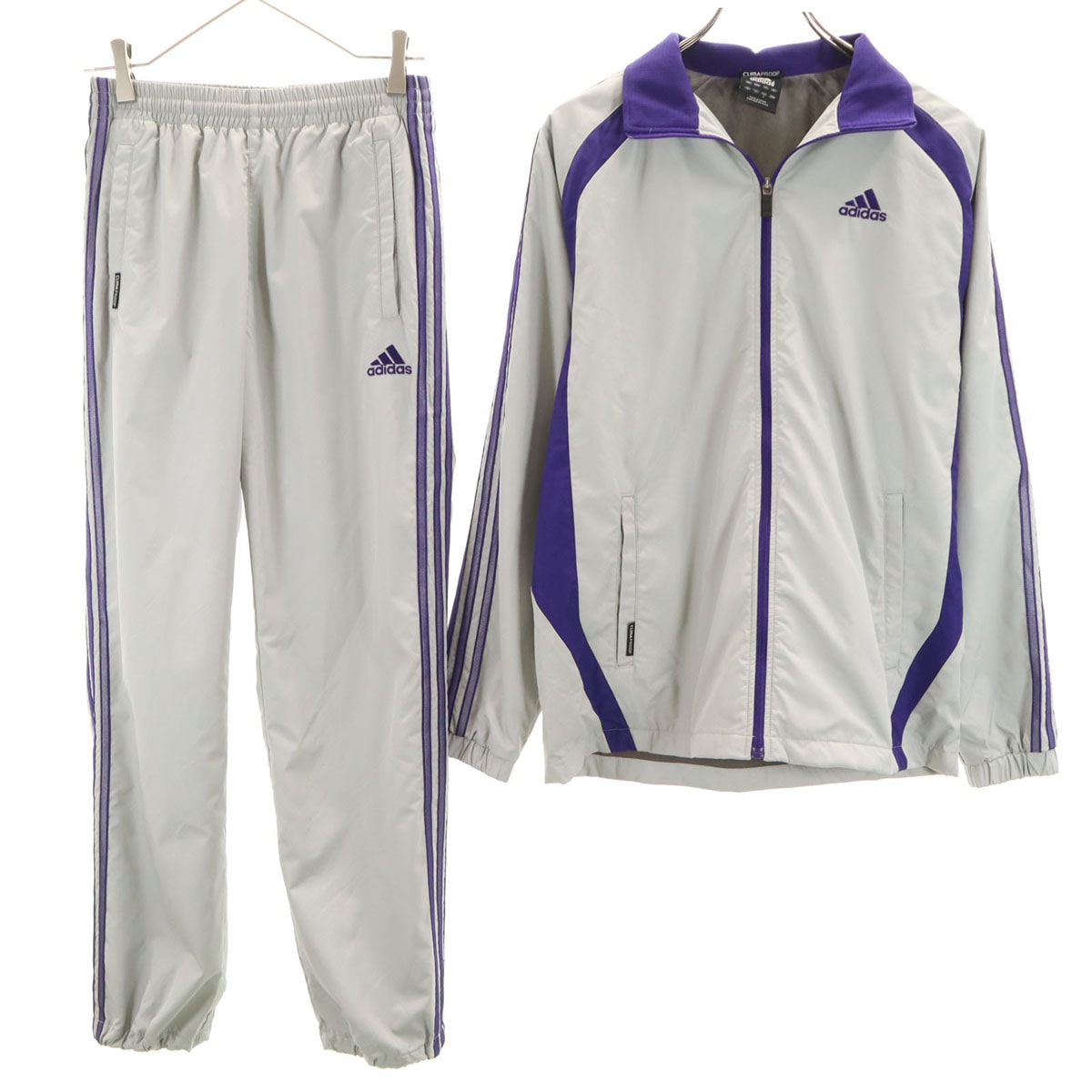 adidas アディダス トレーニング ウインドブレーカー 上下セットアップ S グレー 裏トリコット