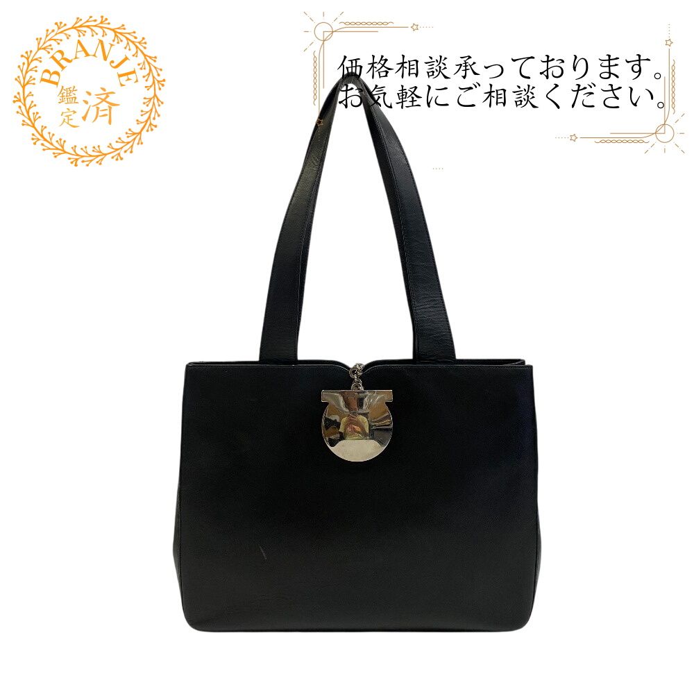サルヴァトーレフェラガモ Salvatore Ferragamo トートバッグ ガンチーニ金属 ブラック