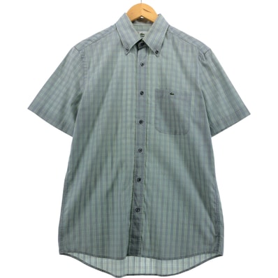 古着 ラコステ LACOSTE 半袖 ボタンダウン チェックシャツ メンズM相当/eaa561041