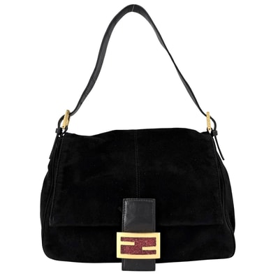 FENDI フェンディ ショルダーバッグ マンマバケット ワンショルダー 肩掛け Mamma Bucket スウェード ブラック 黒 ゴールド金具 レディース【中古品】