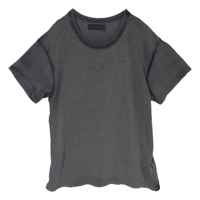 AMIRI アミリ ショットガン ダメージ加工 Tシャツ 半袖カットソー チャコール系 S【中古】