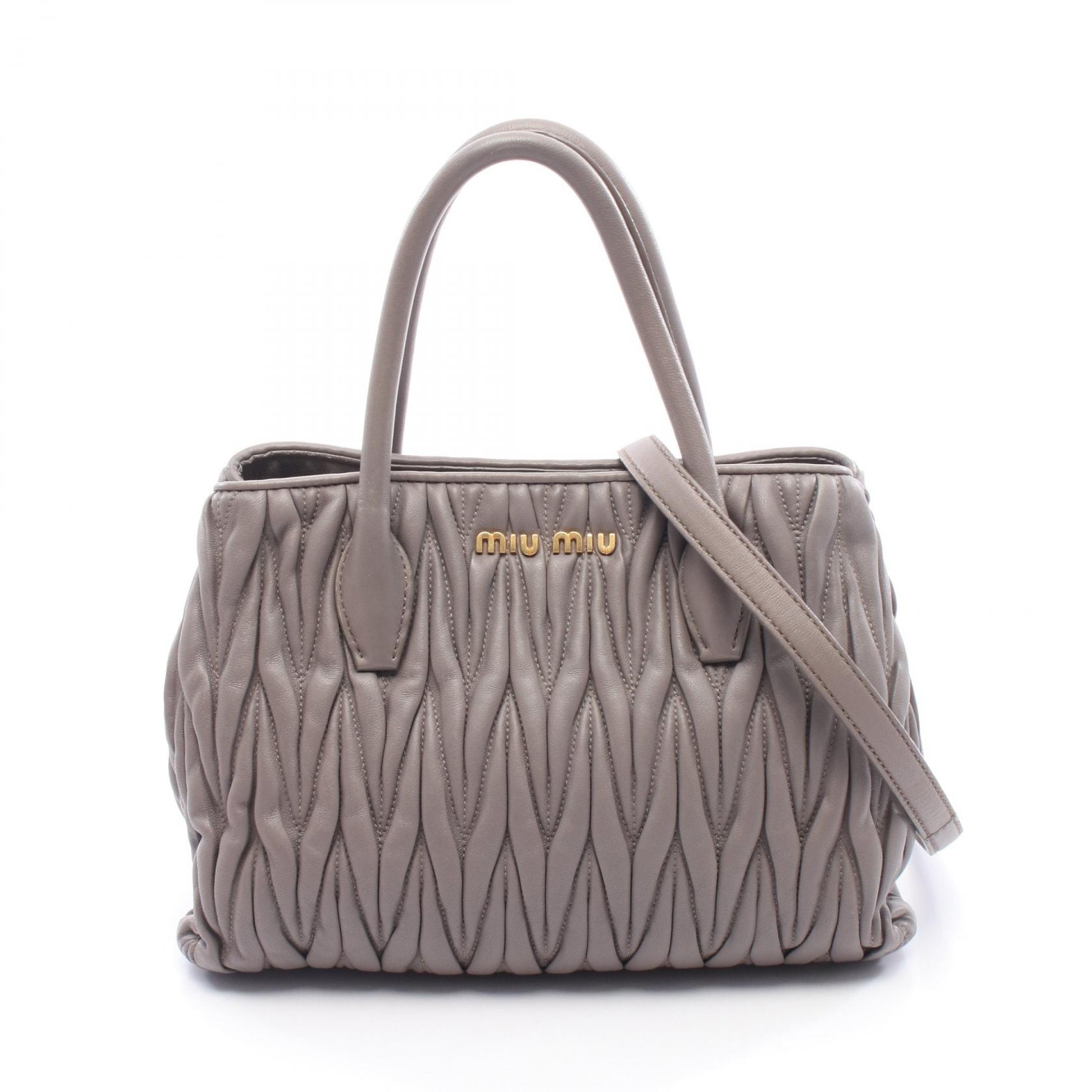ミュウ ミュウ Miu Miu MATELASSE マテラッセ ハンドバッグ バッグ レザー レディース グレー系 【中古】