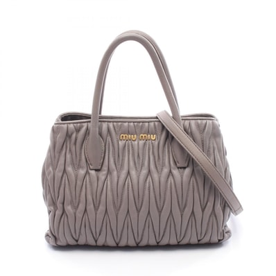 ミュウ ミュウ Miu Miu MATELASSE マテラッセ ハンドバッグ バッグ レザー レディース グレー系 【中古】