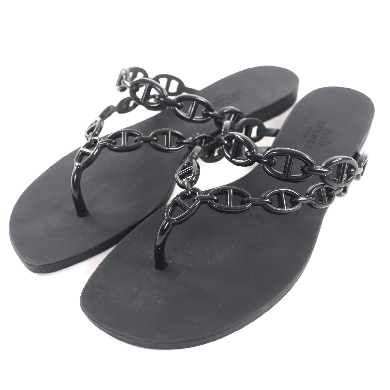 極美品 エルメス サンダル アイランド ブラック レディース 37