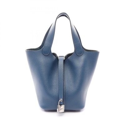 エルメス HERMES ピコタンロックPM ハンドバッグ バッグ レザー トリヨンクレマンス トリヨンクレマンス ブルーウートルメール Y刻印(2020年製造) レディース ブルー系 【中古】