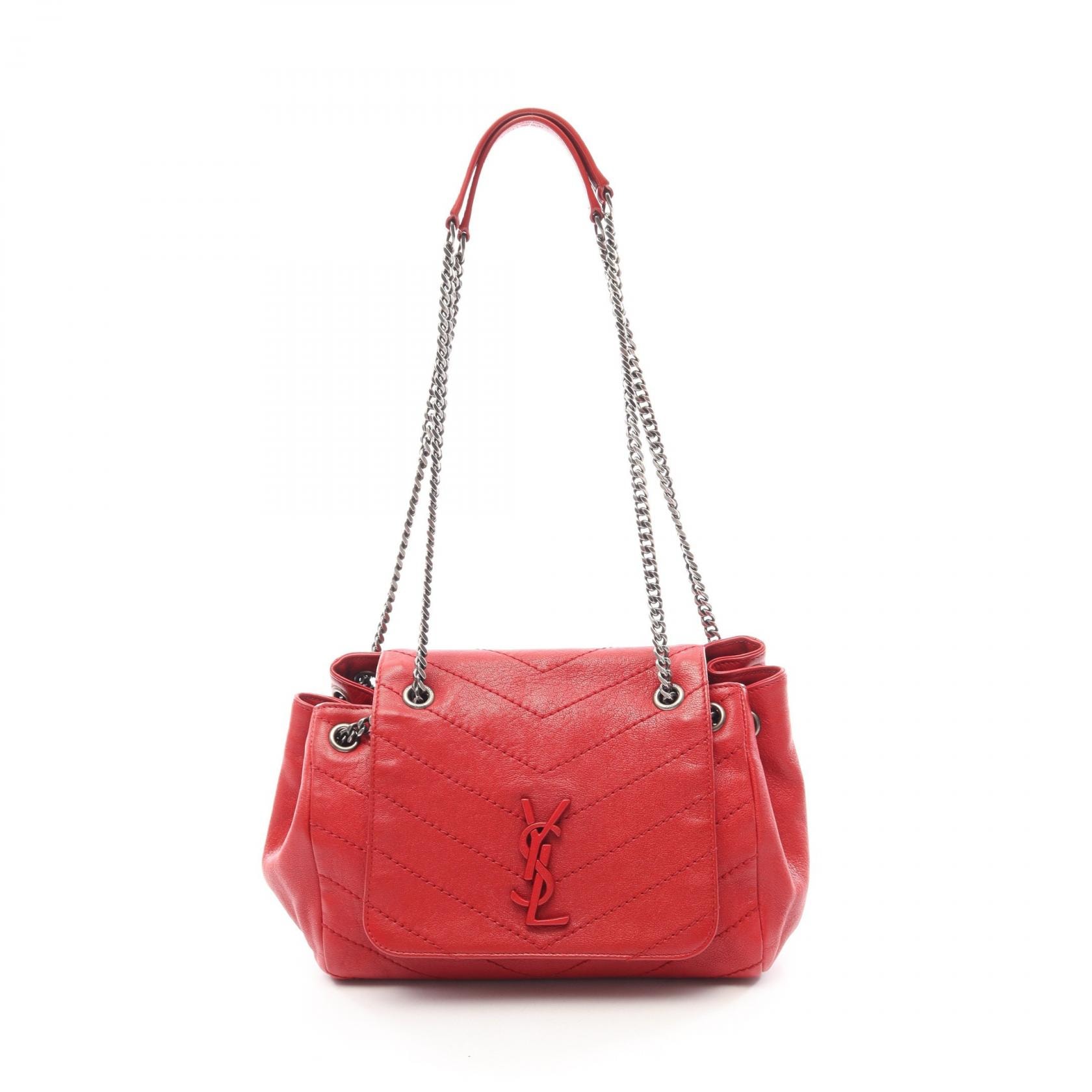 サンローランパリ SAINT LAURENT PARIS モノグラム ノリータ ショルダーバッグ バッグ レザー レディース レッド系 【中古】