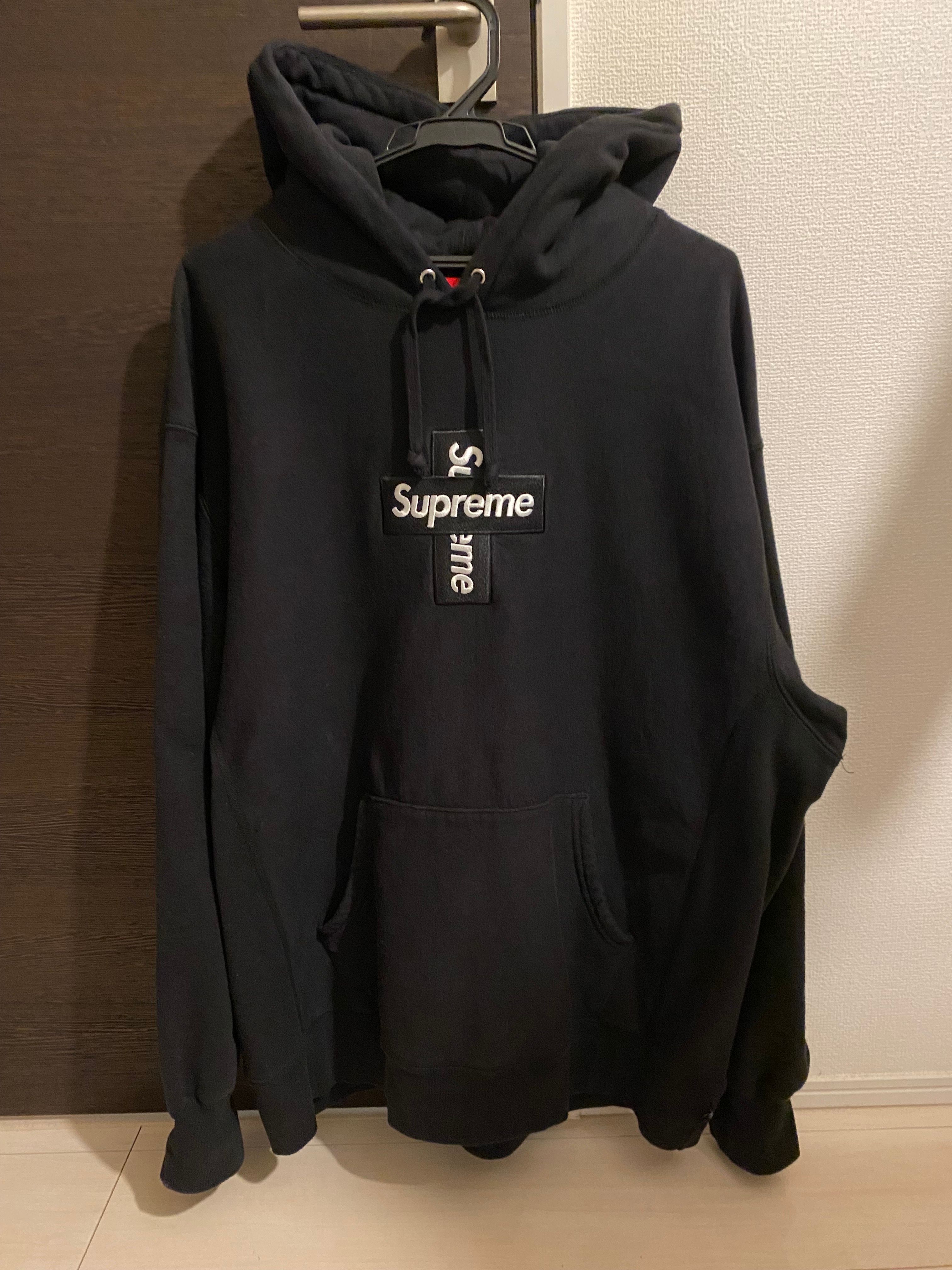 Supreme Cross Box Logo Hooded Sweatshirt "Black"