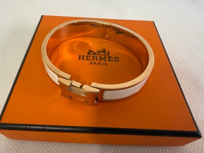 Hermes Clic H Bracelet "Blanc/Rose Gold"