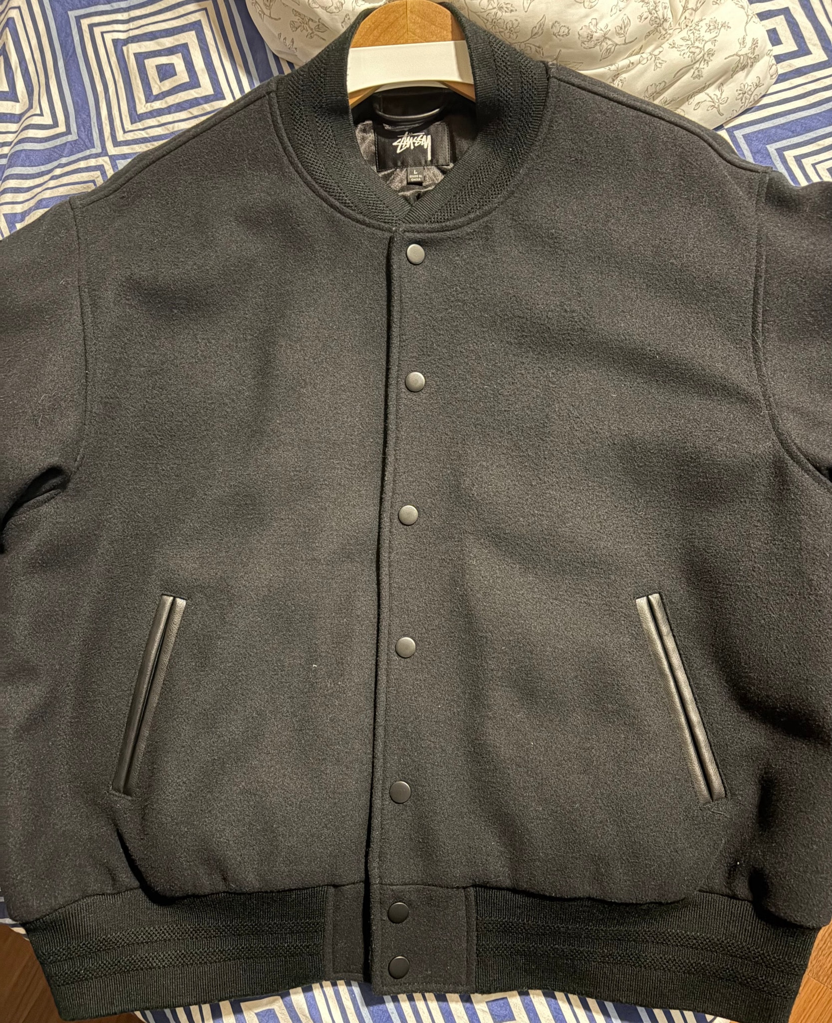 Stussy Sport Melton Varsity Jacket "Black"