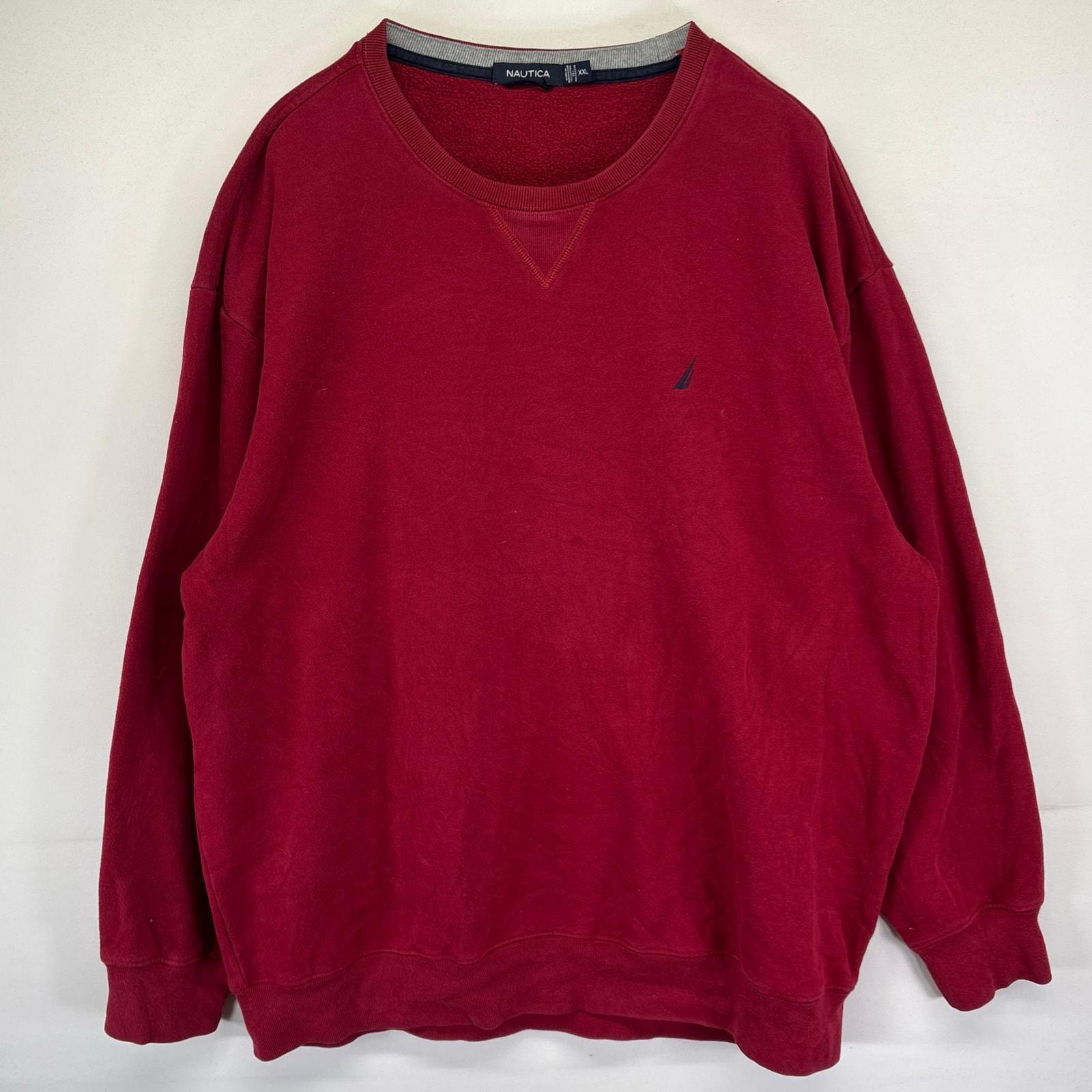 古着 ノーティカ NAUTICA スウェット トレーナー 大きいサイズ プルオーバー ワンポイントロゴ 2XL レッド系 メンズ