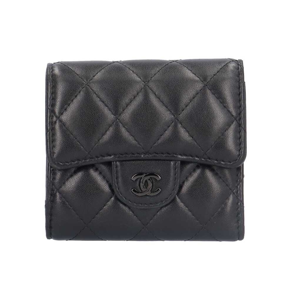 シャネル 三つ折り財布 ラムスキン レディース CHANEL 中古
