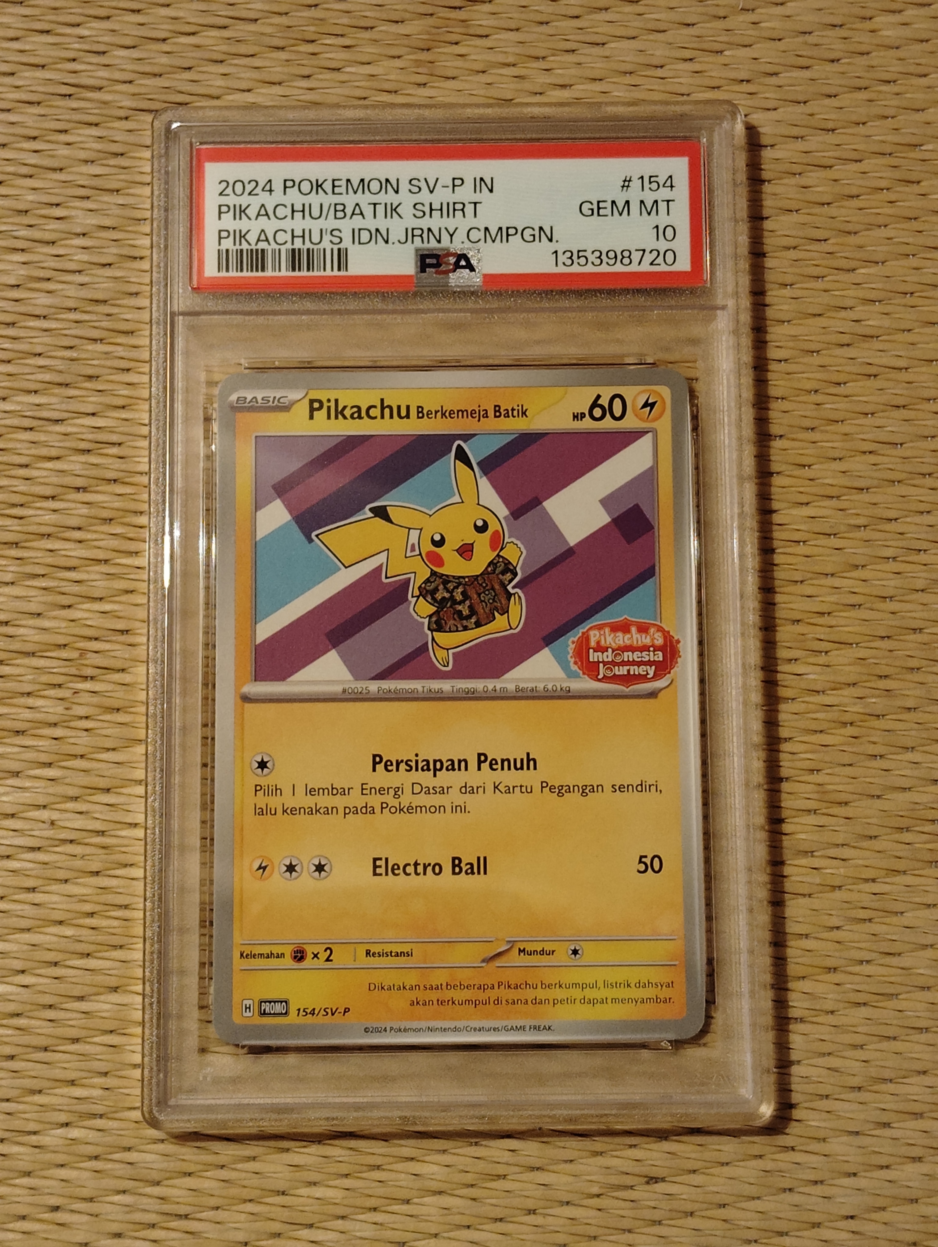 PSA10】バティックシャツを着たピカチュウ (ネイティオ柄) P [SV-P 154